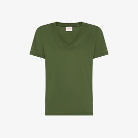 Dark green cotton V-neck T-shirt