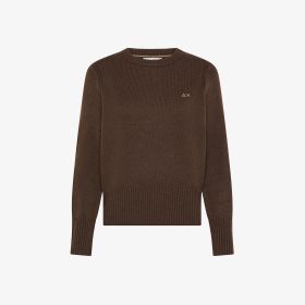 Maglia girocollo in lana e cashmere testa di moro