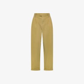 Beige stretch cotton trousers with pleats