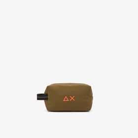Military green nylon wash bag with logo