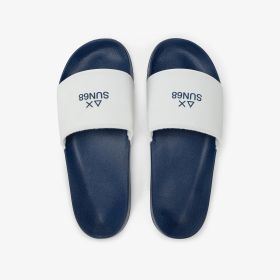 Ciabatte in PU blu navy/bianco