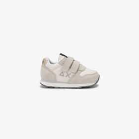 Sneaker Girl's Ally Gold Silver in suede e nylon bianco panna