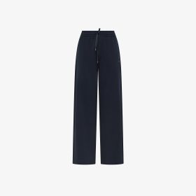Pantaloni jogging wide leg in felpa navy blue