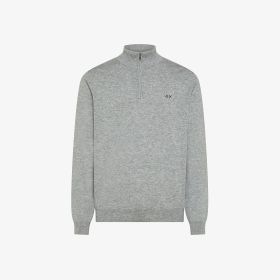 Maglia in cotone e lana con zip grigio chiaro