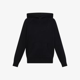 Black wool and cotton hooded jumper
