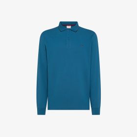 Polo in piquet di cotone con logo avio scuro