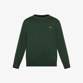 Maglia in cotone e lana con logo verde scuro