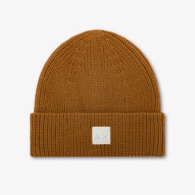 Cacao brown ribbed wool blend beanie