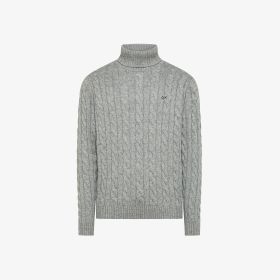 Maglia dolcevita in misto lana a trecce grigio chiaro