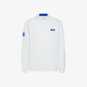 Polo in piquet di cotone con logo fluo bianco