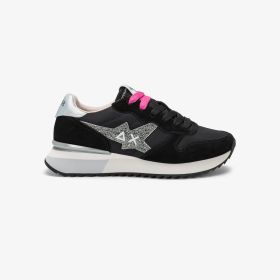 Sneaker Stargirl Glitter in suede e nylon nero