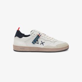 Sneaker Urban Basket in pelle bianco panna/navy blue