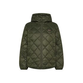 Piumino trapuntato con cappuccio militare scuro