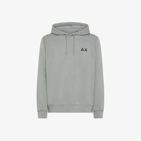 Felpa in cotone con cappuccio e coulisse grigio medio