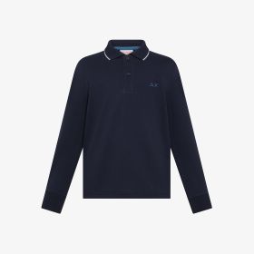 Polo in piquet di cotone navy blue