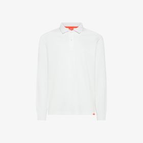 Polo in jersey con maniche lunghe bianco