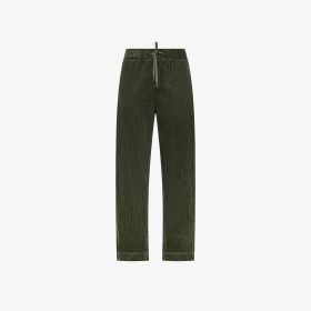 Pantaloni in velluto con coulisse verde militare scuro