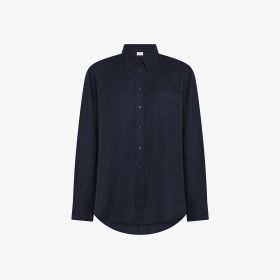 Navy blue oversized linen blend shirt