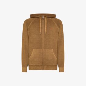 Cacao brown vintage-effect wool hooded jumper