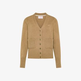 Cardigan in lana e cashmere cammello