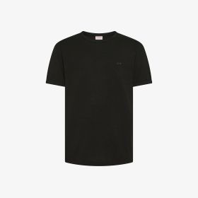 T-shirt con logo ricamato in cotone nero