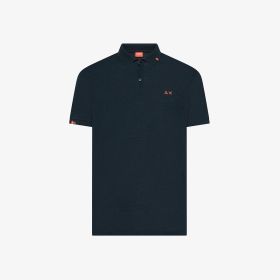 Polo in jersey di lino blu navy