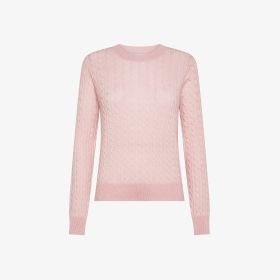 Maglione in lana e cashmere a trecce rosa