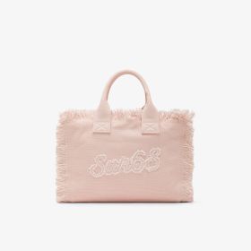 Shopping bag Cali media in tela di cotone rosa porcellana
