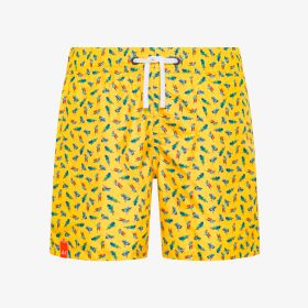 Yellow printed nylon beach shorts
