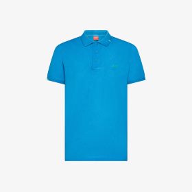 Turquoise cotton piqué polo shirt with vintage wash