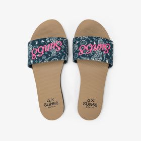 Navy blue slides with SUN68 logo