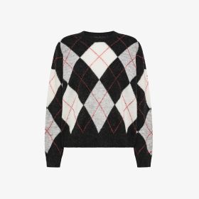 Maglia a rombi in misto lana nero