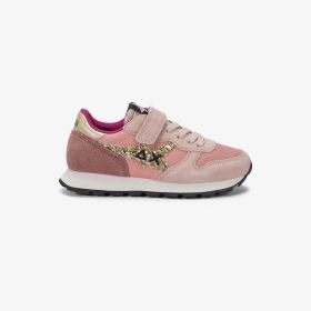 Sneaker Girl's Stargirl Glitter in suede e nylon rosa scuro