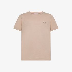 Stone grey cotton T-shirt with SUN68 logo