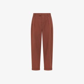 Pantaloni in heavy popeline marrone cacao