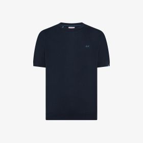 Navy blue cotton knit T-shirt