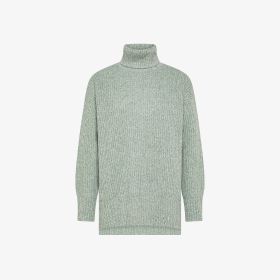 Sage green wool and alpaca turtleneck jumper