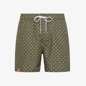 Dark green/orange printed beach shorts