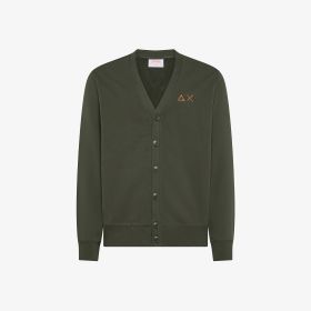 Cardigan in felpa di cotone con bottoni militare scuro