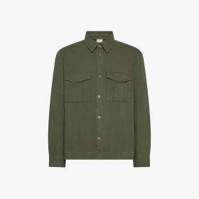 Dark green linen and cotton overshirt