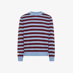 Sky blue/bordeaux wool and cashmere striped jumper
