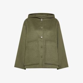 Giacca in lana con cappuccio verde militare