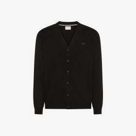 Cardigan in cotone e lana nero
