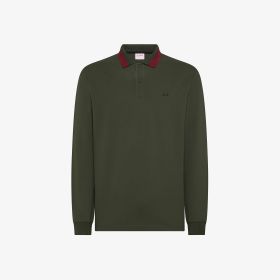 Polo in piquet con colletto a contrasto militare scuro