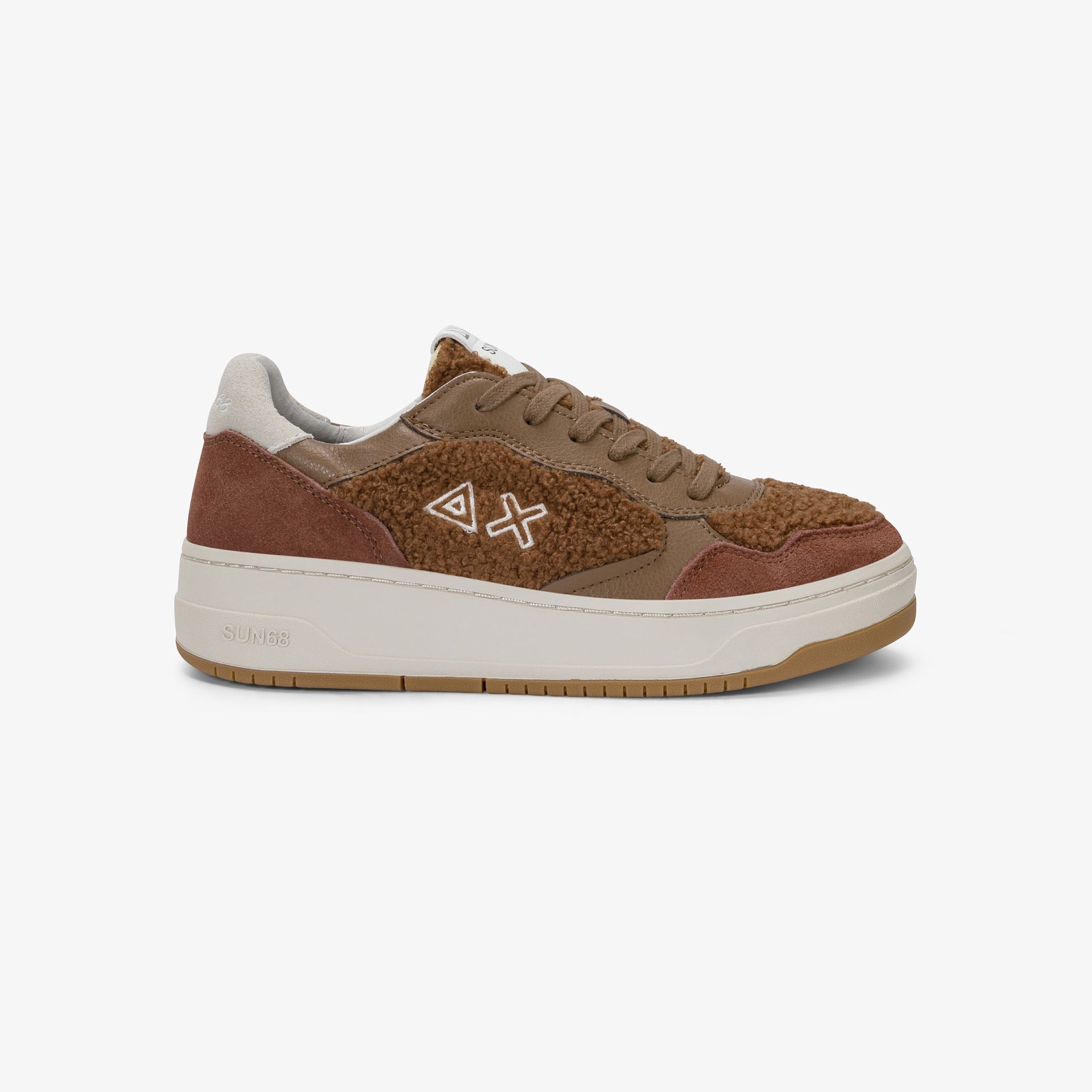 Sneaker Basket Love Lady in teddy e suede marrone volpe