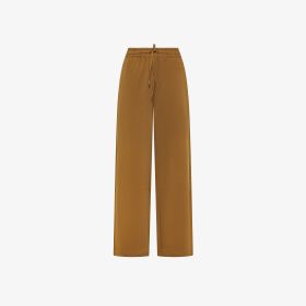 Pantaloni jogging wide leg in felpa marrone cacao