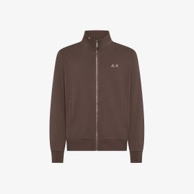 Felpa in cotone con zip marrone