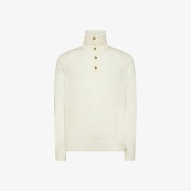 Off white wool and alpaca buttoned jumper