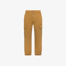 Dark beige cotton gabardine cargo trousers