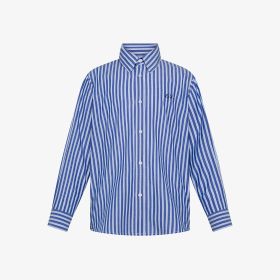 Camicia in cotone a righe blu navy/bianco